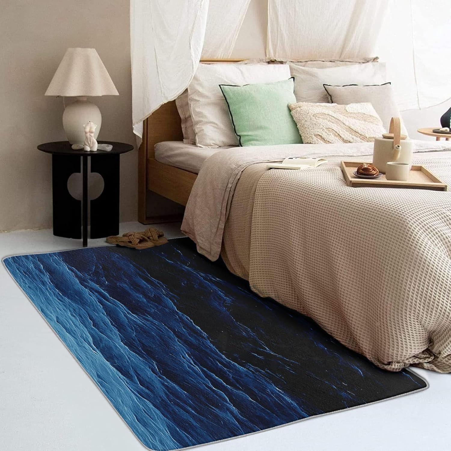 Generic Sea Rug & Home Decor - Navy Blue Rugs for Entryway, Front Door Mat Indoor Entrance, Washable Rugs, 2x3 Rug, Non Slip Soft Small Area Rug, Ocean Carpet & Room Decorations Y-&294