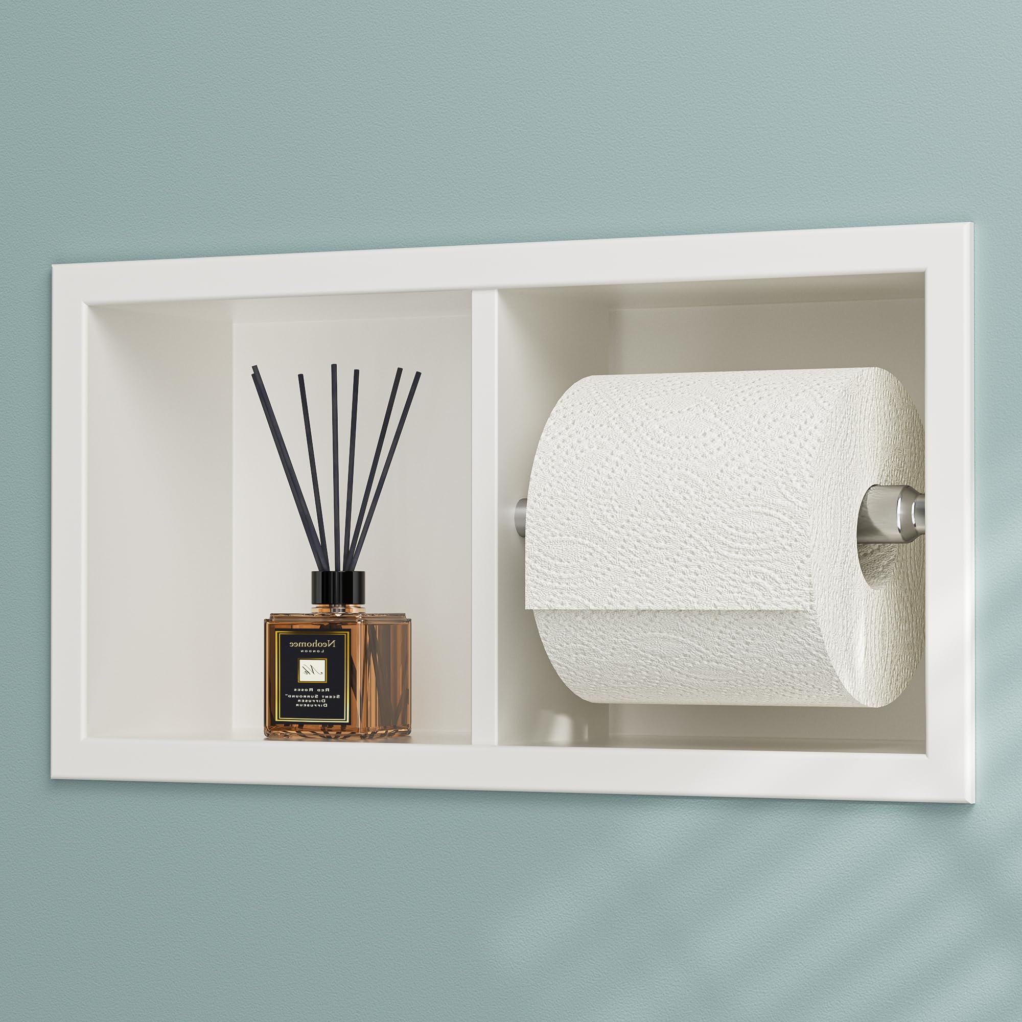 Neodrain White Recessed Toilet Paper Holder,for Standard/Mega Roll
