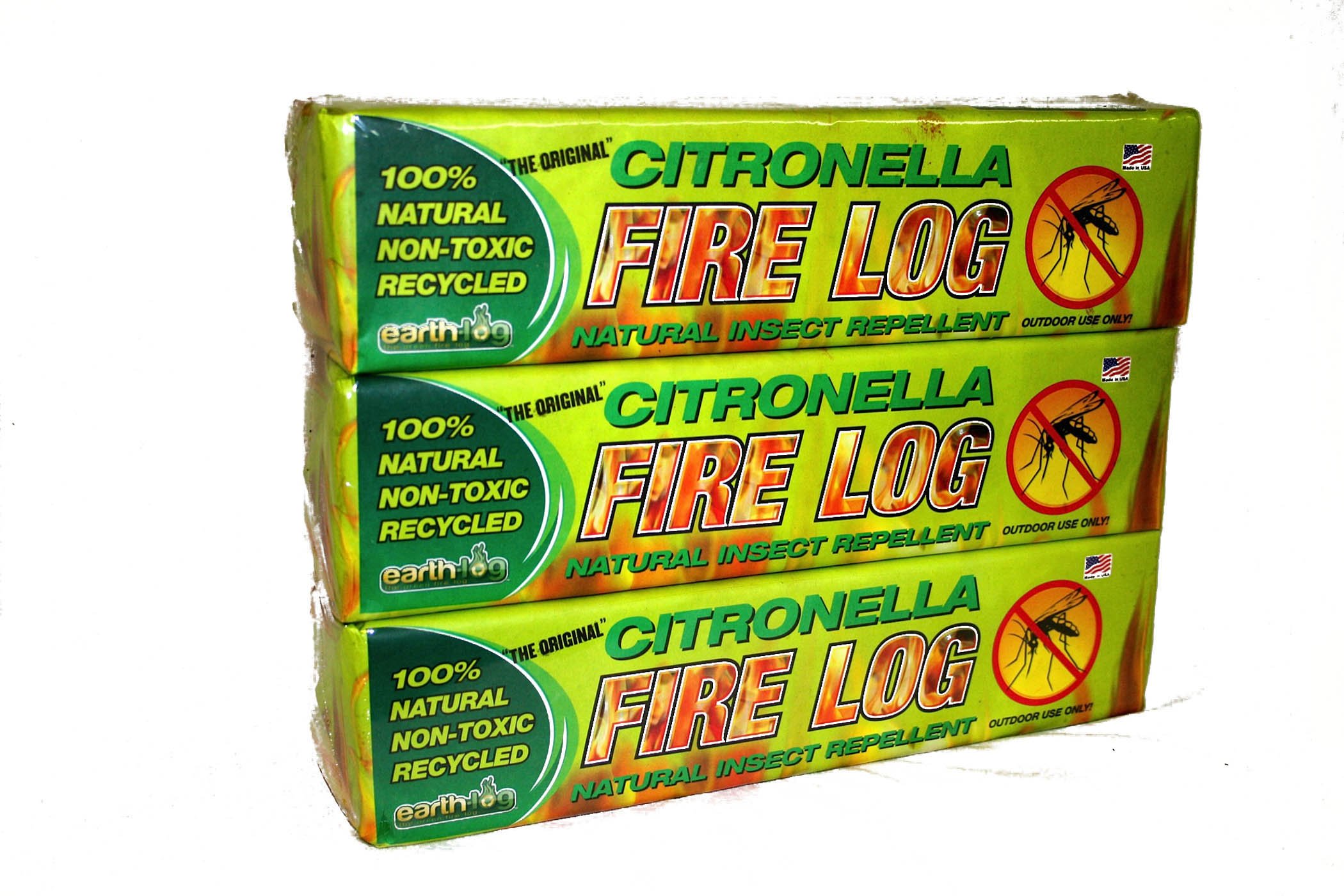 Earthlog, EC1000 Citronella Fire Log, Manufactured Anti-Mosquito Fire Log,  3Pack,Yellow and Green, 13X9.75X3.25 by Earthlog : Amazon.in