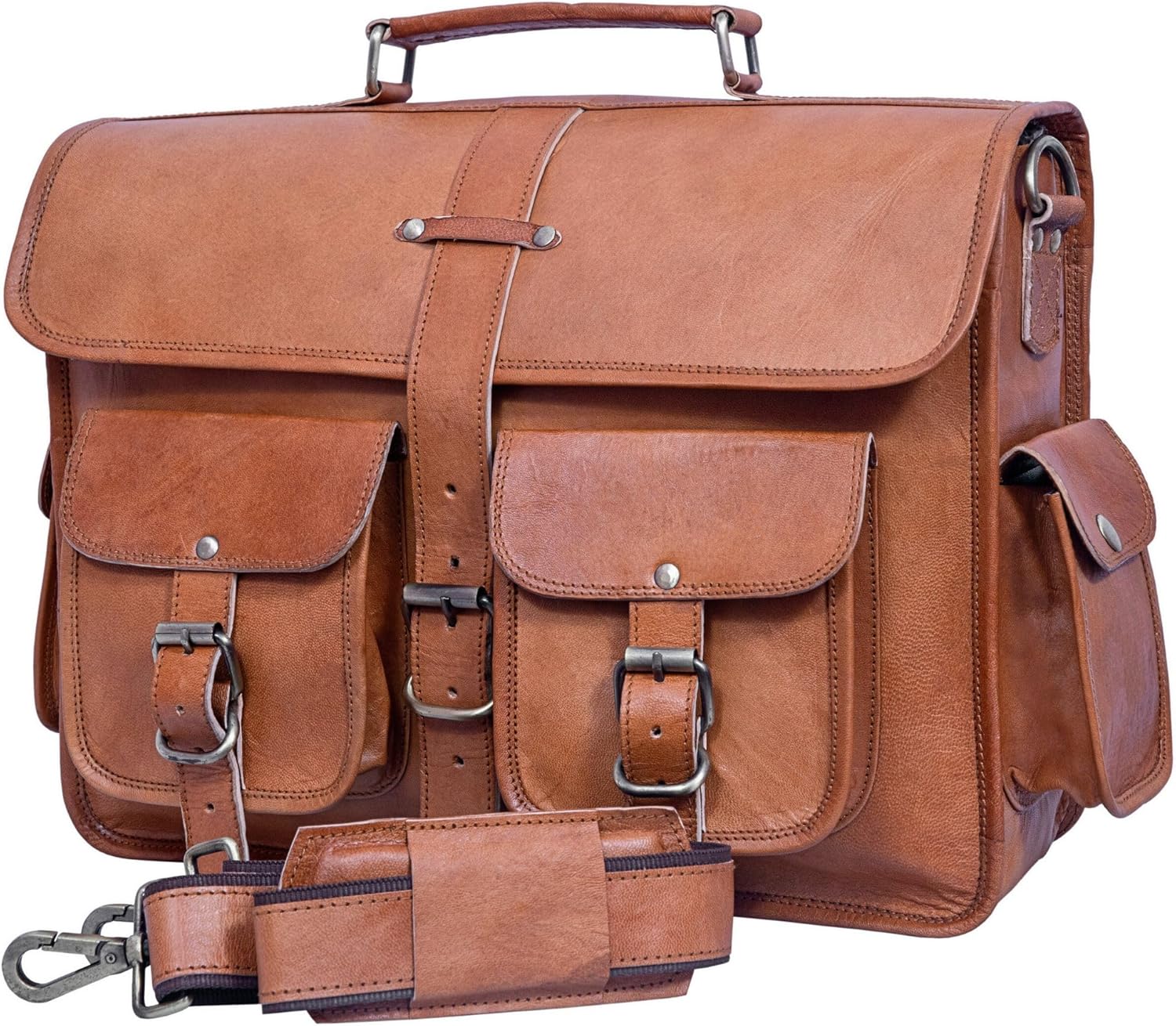 Genuine Leather Messenger Bag for Men & Women Leather Satchel Laptop Briefcase Vintage Crossbody Work Bag for Office & Travel