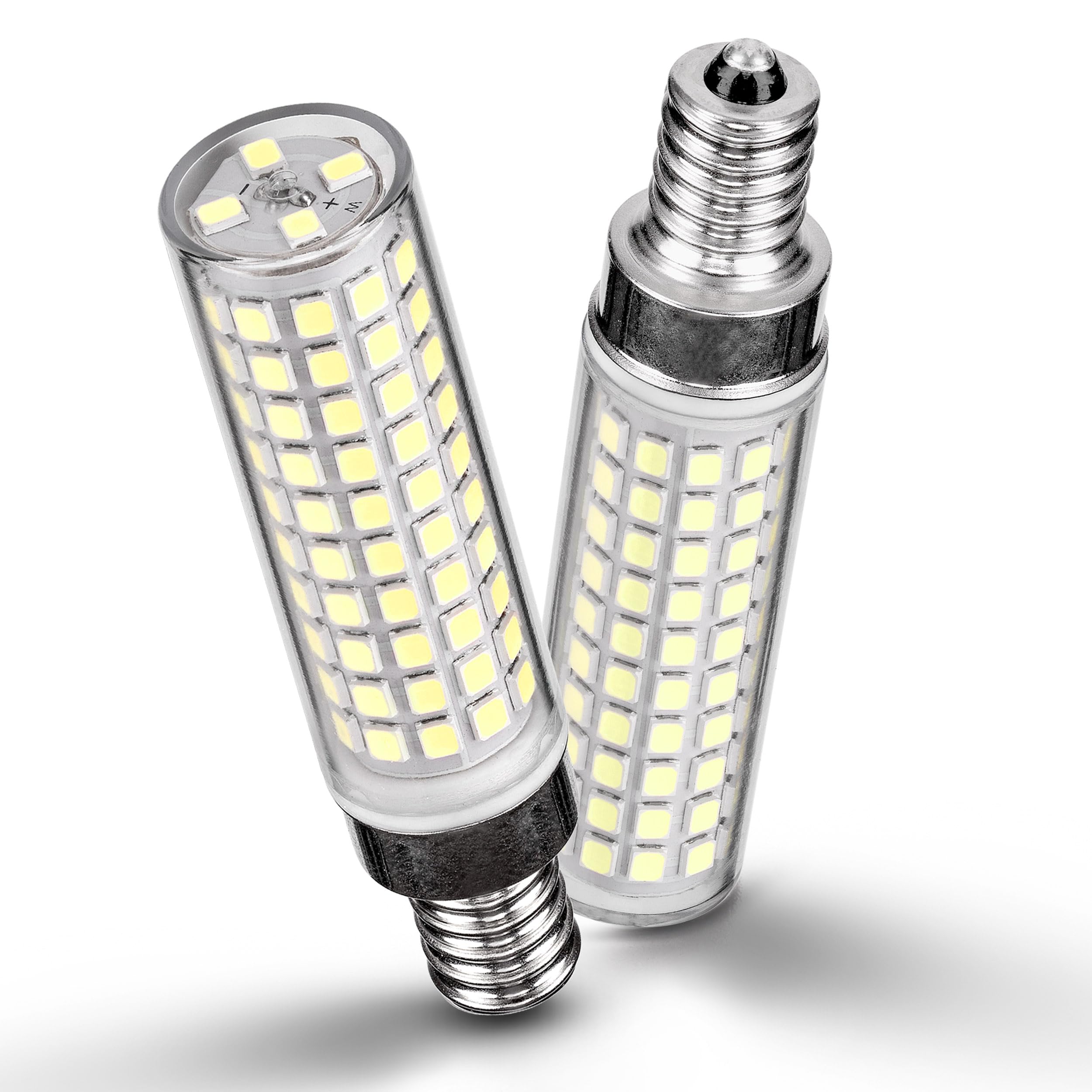 E12 100w LED Candelabra Bulbs Replacement C7,6000K Daylight Bright Cool White,1200 Lumen T6 E12 12W LED Candle Bulbs for Ceiling Fan Chandelier Pendant Lighting Salt Lamp,Non-dimmable,2 Pack