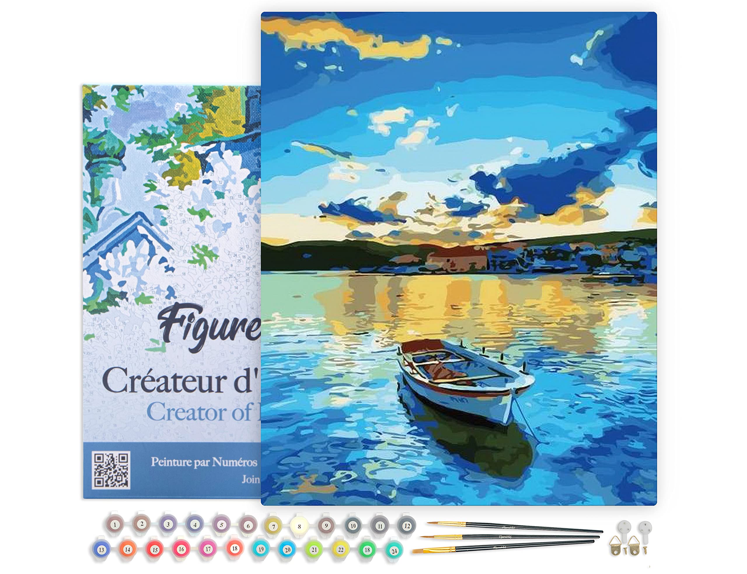 Kit Peinture Par Numéros 20x30 Cm Avec Cadre - Paysage Océan, Détente Adulte, Cadeau Créatif