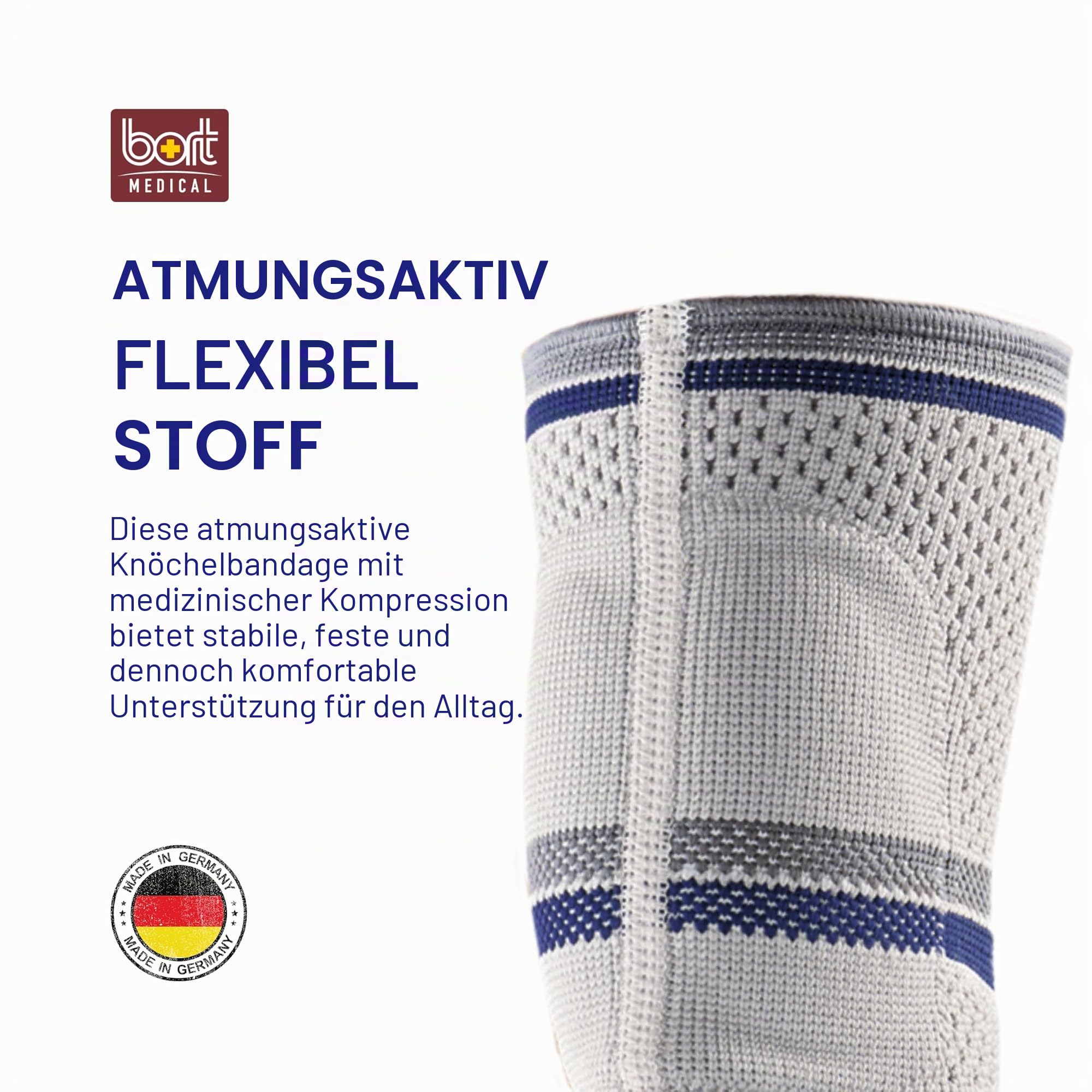 bort 054900 large silber AchilloStabil ECO Achillessehnenbandage rechts und links gleich, large, silber