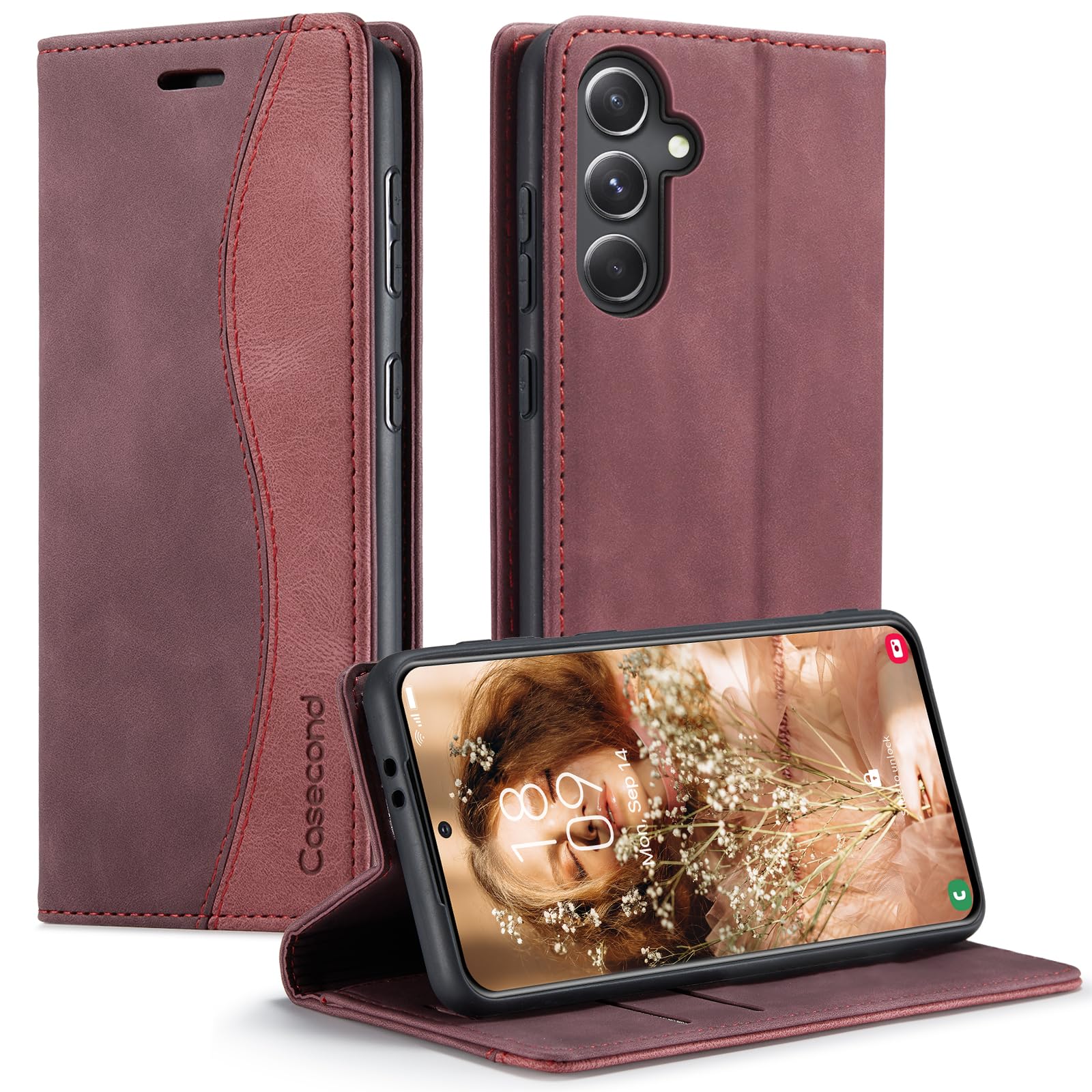 Casecond Funda para Samsung Galaxy A53 5G Cuero Premium Flip Folio Carcasa Case con Tarjetero Fundas Tapa Libro Magnético con Bloqueo RFID Proteccion para Mujeres Hombres - Azul Verde — view 20