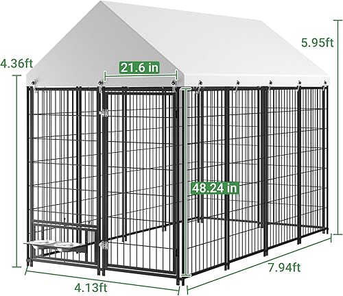 Miniatura 2 de Perreras para Perros Grandes de 7.9 x 4.1 x 5.9 pies para Exteriores Corral Exterior para Perros con Techo Impermeable, Recinto para Perros de