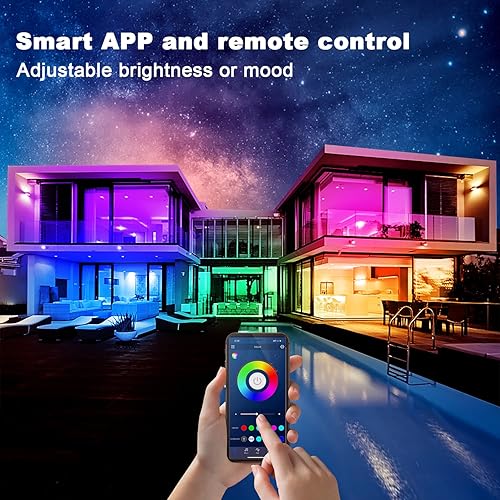 Vista 7 de dalattin Luces LED para dormitorio de 200 pies, tira de luces LED inteligentes con control remoto de aplicación, tiras de luz LED RGB, tira de luces