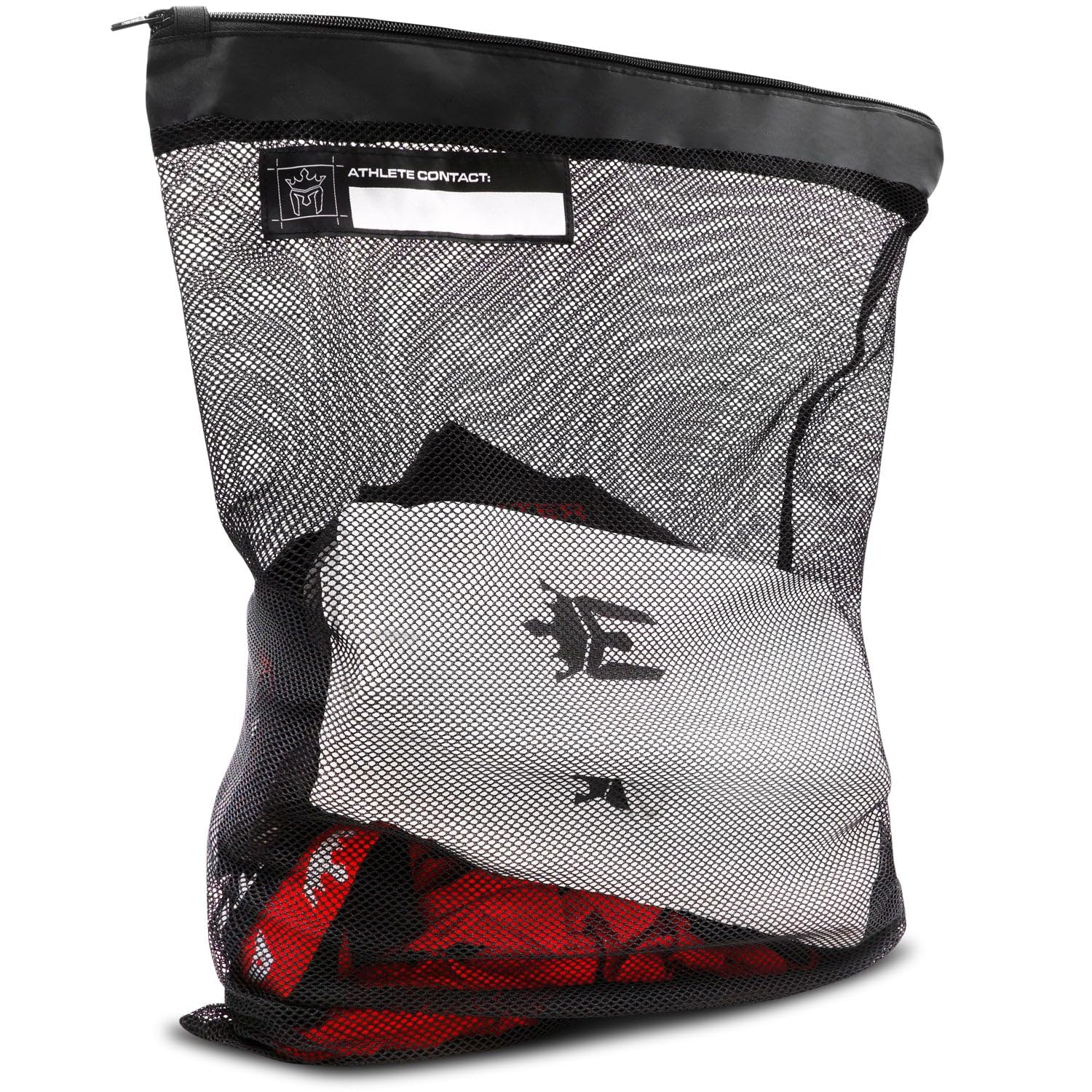 Meister Athlete XL – Bolsa de lavandería deportiva de malla grande con cierre de cremallera, color negro