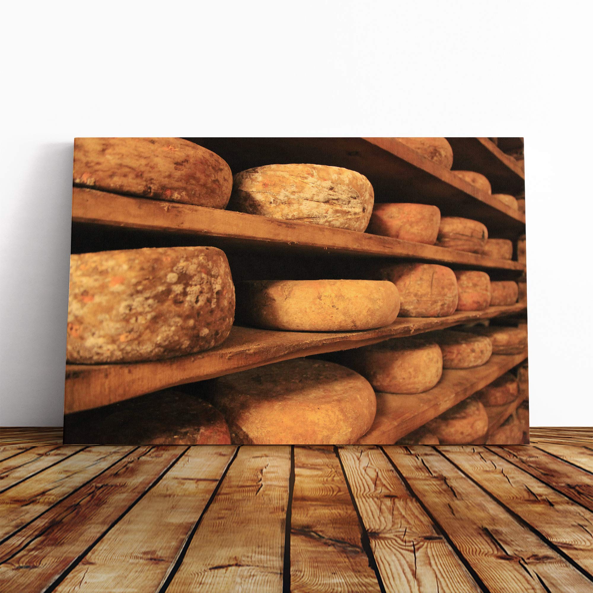 Cheese Canvas Print | Gallery Wrapped 30mm Frame Wall Art | 20x14 inches | Ready to Hang | Modern Still Life Picture | Living Room Bedroom Lounge Office