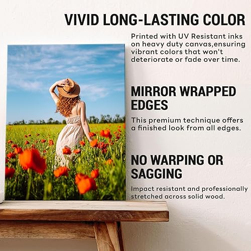 Miniatura 7 de Impresiones en lienzo personalizadas, 12 x 18 pulgadas, foto sobre lienzo que transforma tus fotos en impresionantes fotos enmarcadas de pared