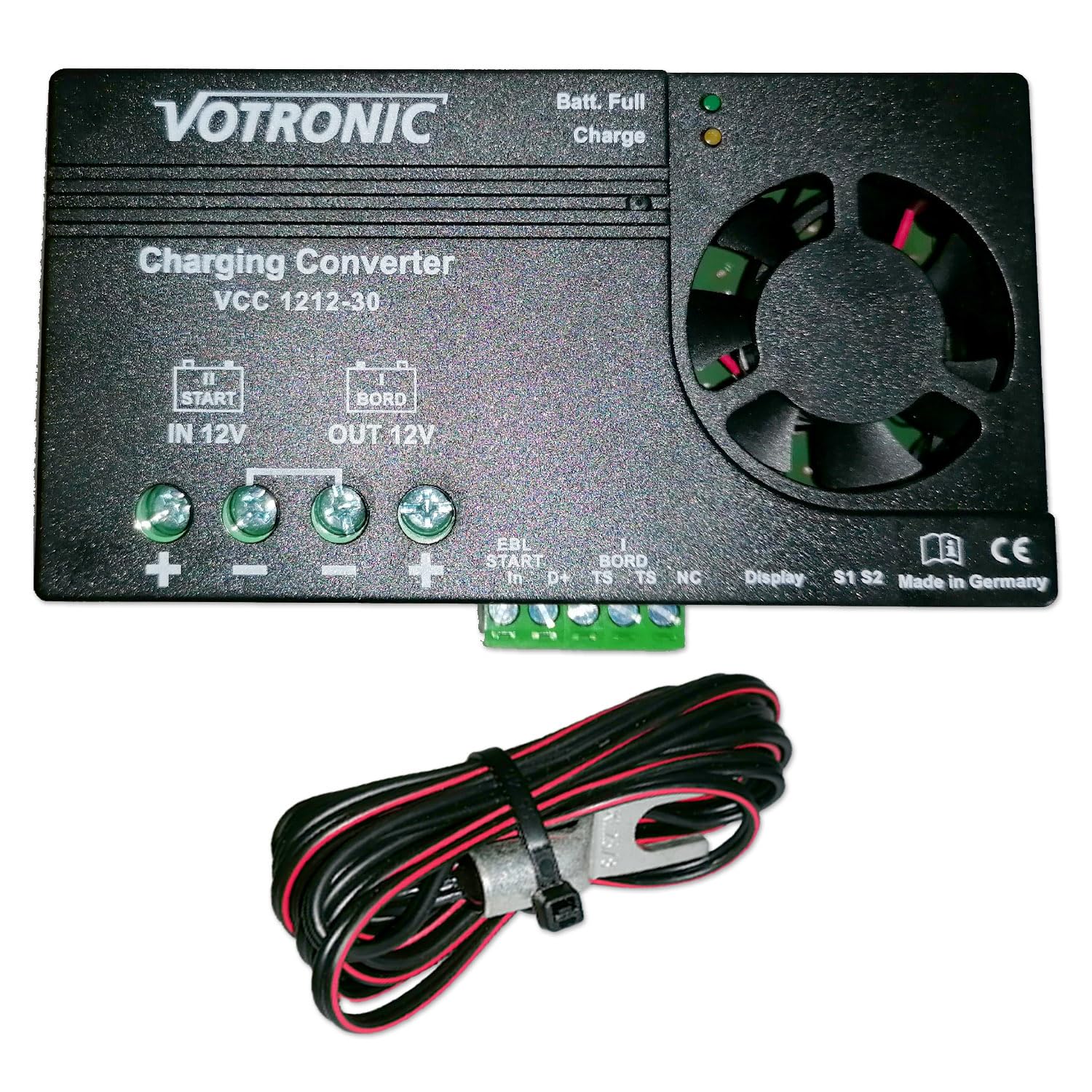 Zweitbatterieset | Votronic VCC 1212-30 Ladebooster | 12V 30A | 6m 10mm² Kabel | Batteriehalter VW T4 T5 T6 Universal