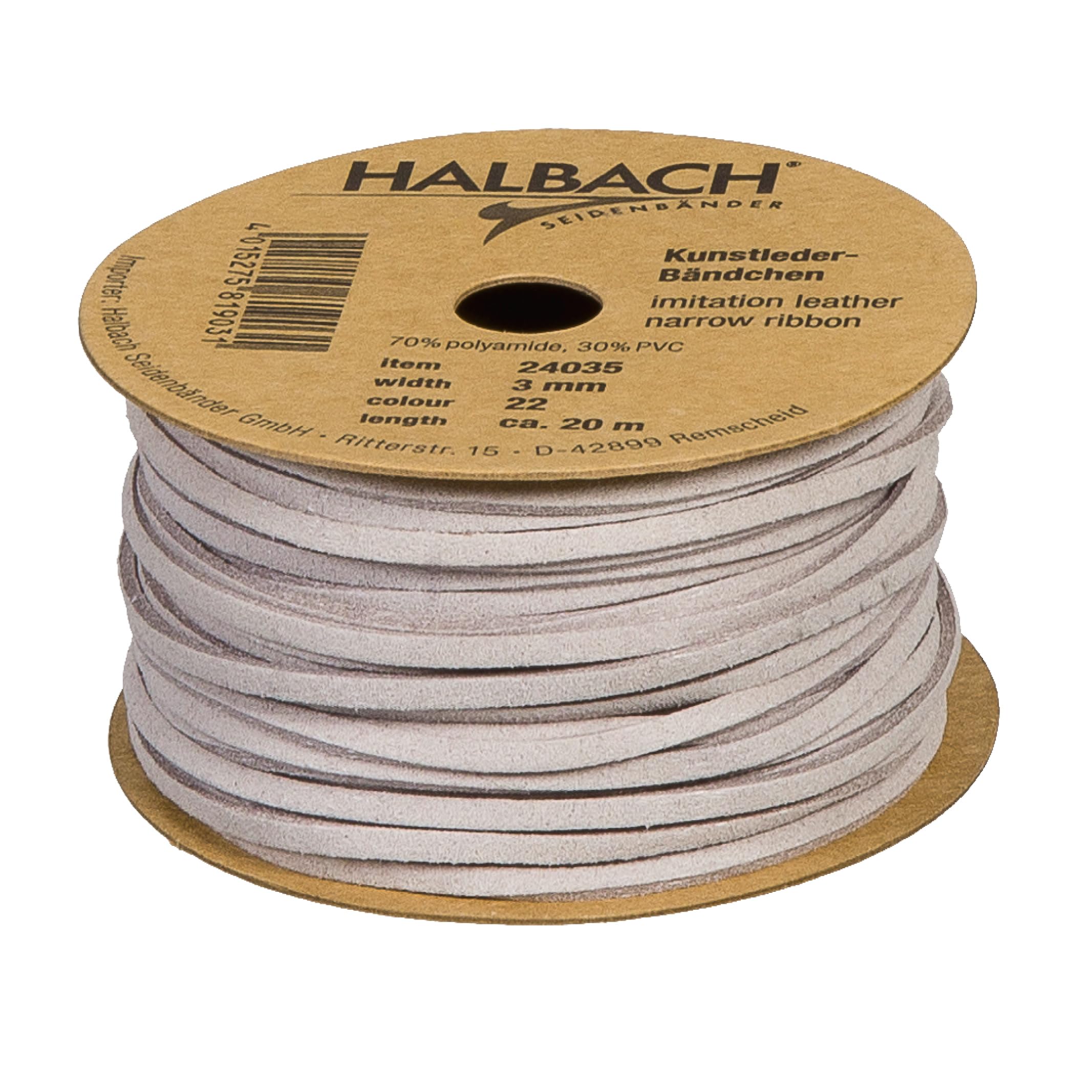 Halbach Correa De Piel Vegana De Seda | Ancho 3 Mm De Largo 20 M | Cuerda De Piel Sintética Para La Fabricación De Pulseras | 100% Piel Sintética Vegana Para Manualidades