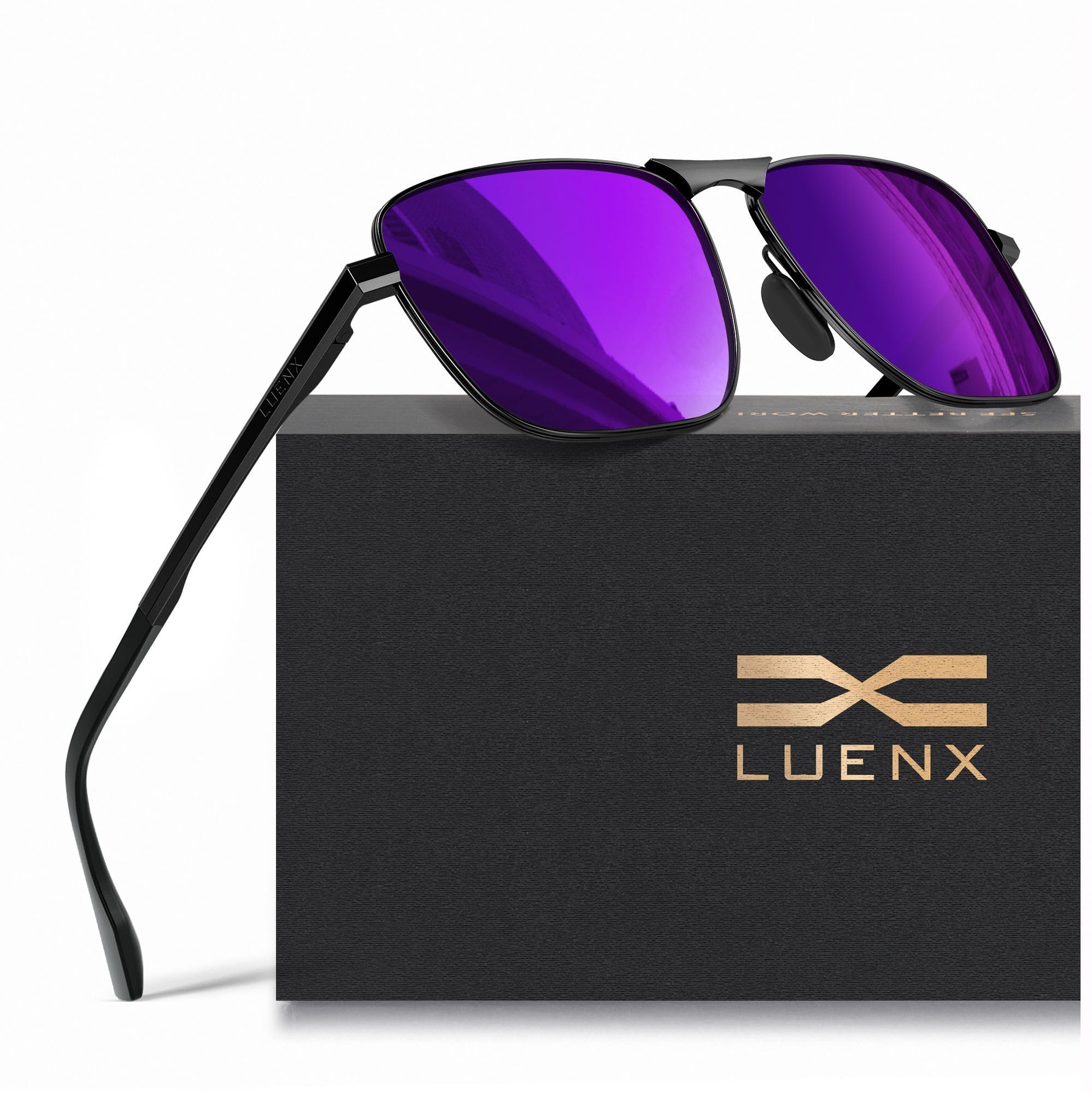 Rectangular Polarized Aviator Sunglasses for Men Square Retro Shades Driving UV400 Protection