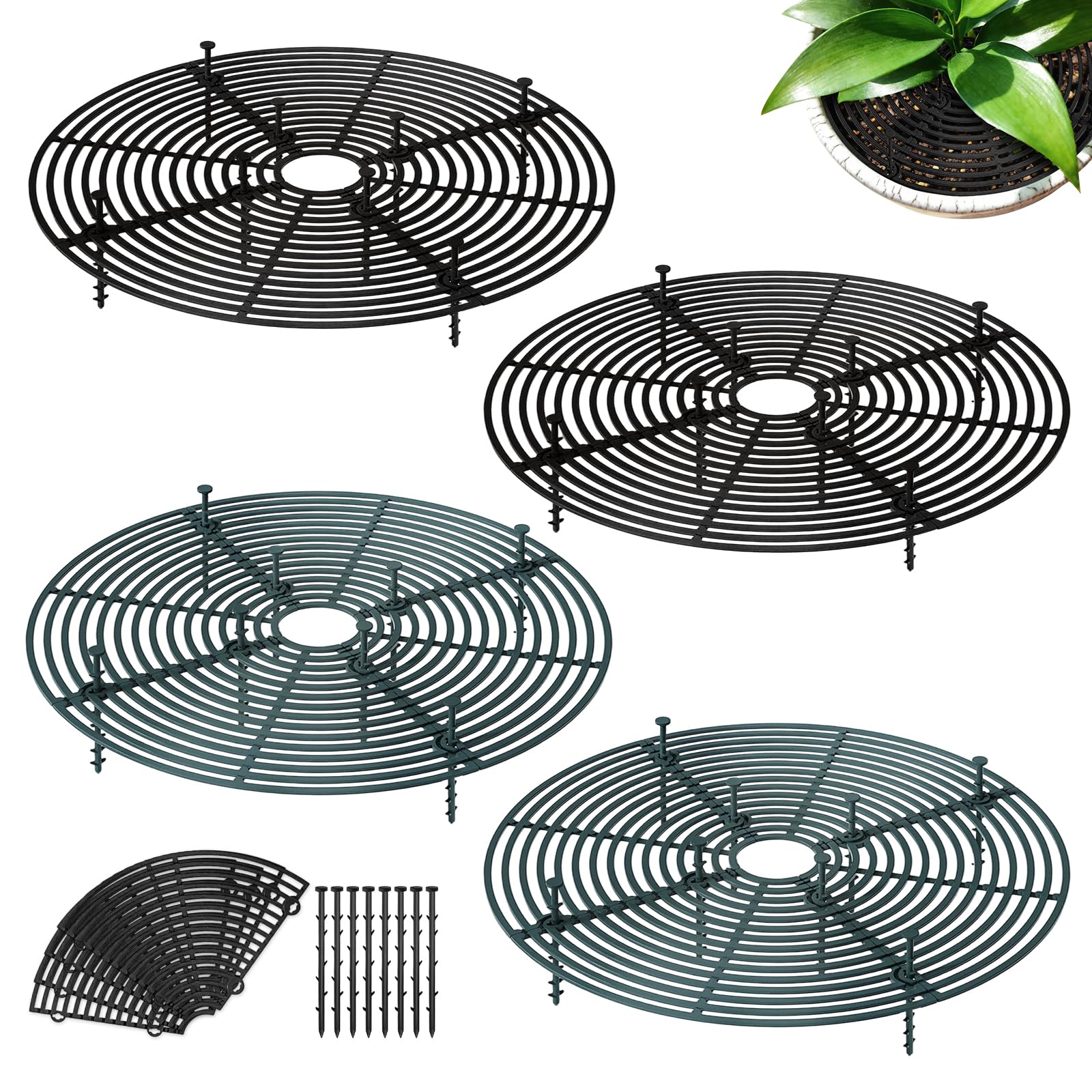 4 Stück Blumentopfgitter, Pflanzenschutz Katze, 30cm Schneidbar Pflanzenschutzgitter, Schutz von Pflanzen und Boden, Geeignet für Kinder und Haustiere