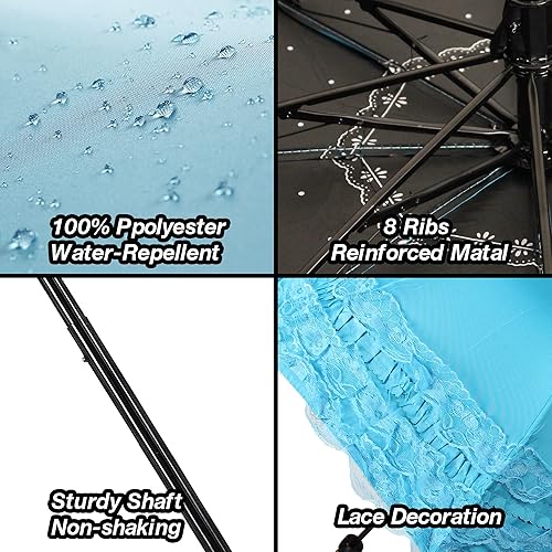 Miniatura 6 de WANLIAN Paraguas plegable a prueba de rayos ultravioleta de encaje princesa Cúpula Anti-uv Parasol Decoraciones de boda Accesorios para sesión de