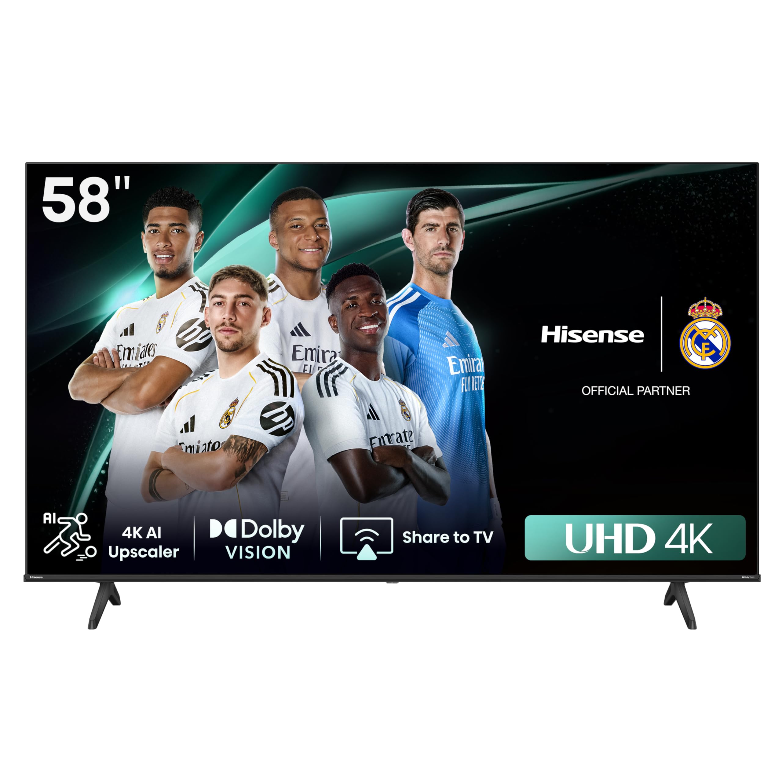 Hisense 58 inch Smart TV UHD 4K E6N-Dolby Vision,Game Mode Plus,Smooth Motion with MEMC,AI Sports Mode,Voice Control,Share to TV,Youtube,Netflix,Disney+,Shahid and Anghami,58E6N (2024 UAE Version) 58 inches 4K UHD E6N Series