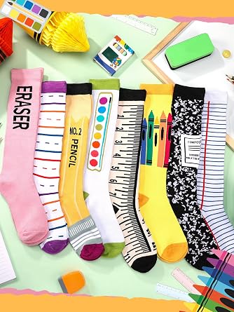Glitopper Crayon Socks, Halloween Stockings for Women