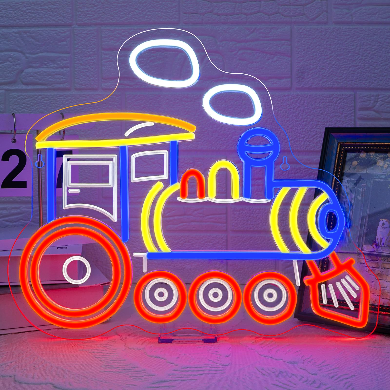 Looklight Dampflok Neon Schild, LED Schild für die Wanddekoration, Lokomotive Neon Sign Neonschild für Spielzimmer Männerhöhle Schlafzimmer Geburtstags Geschenk für Kinder Jungen Eisenbahnliebhaber