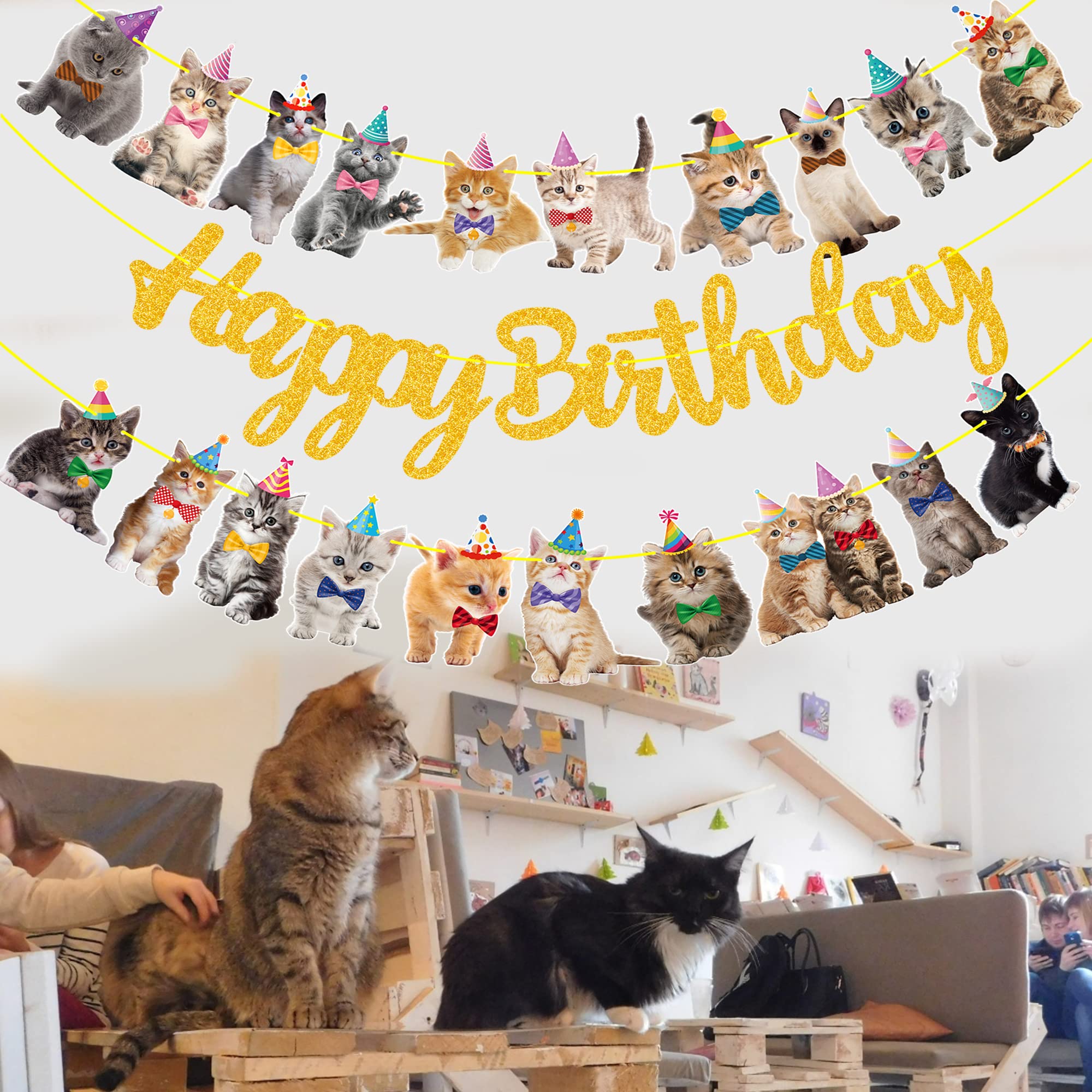9 Pcs Cat Birthday Party Decorations, Cat Happy Birthday - View #4