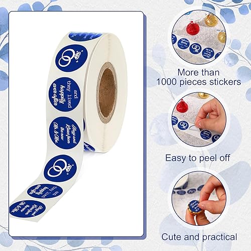 Miniatura 4 de Laumoi 1000 calcomanías de boda con texto en inglés Hugs and Kisses from The New Mr and Mrs, etiquetas de gotas de chocolate, calcomanías de