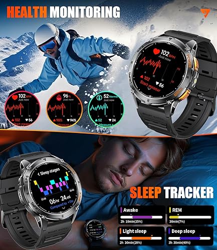 Miniatura 8 de LIGE Reloj inteligente con GPS para hombre, brújulalinterna LED, podómetroreloj inteligente AMOLED de 1.43 pulgadas, más de 100 modos deportivos