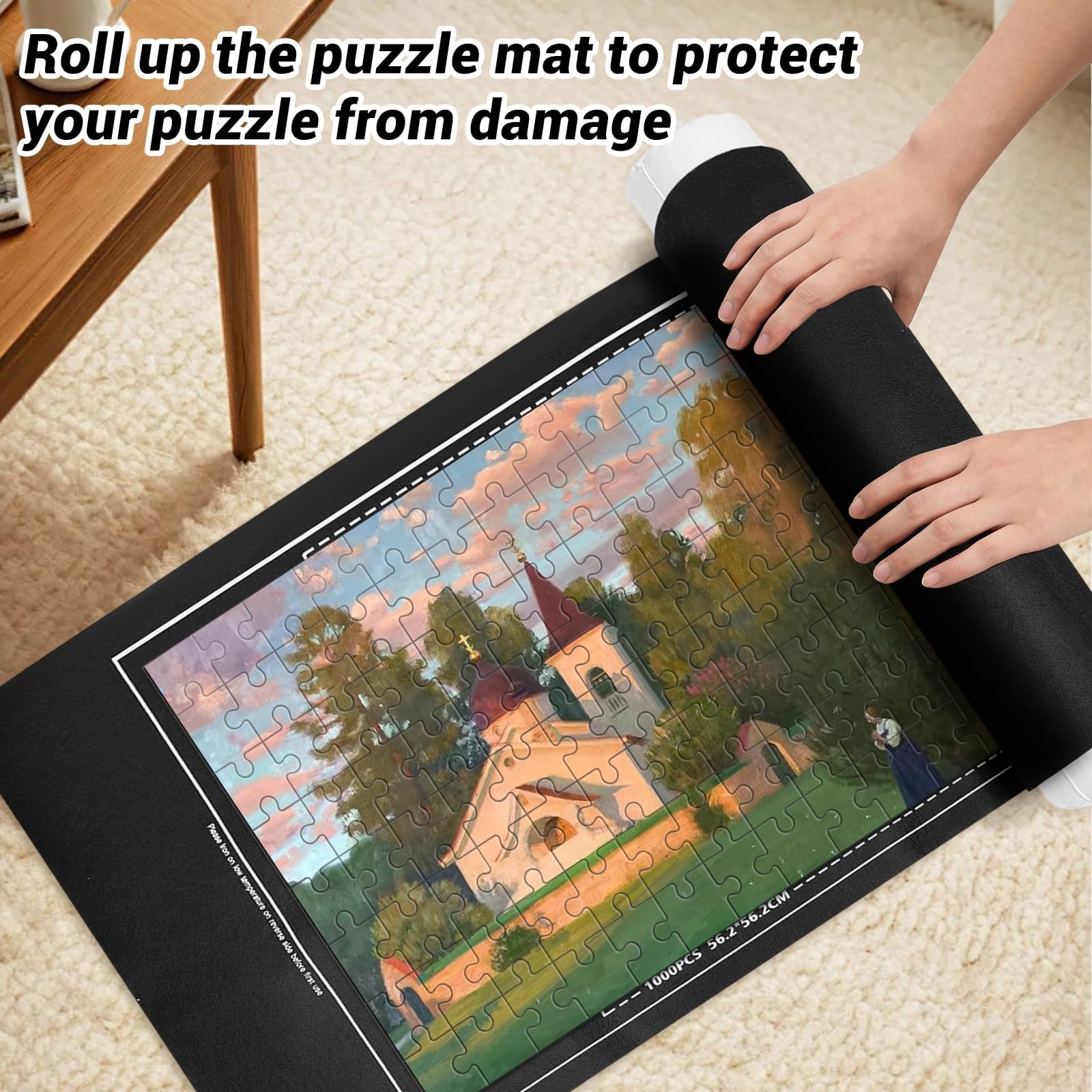 Zatixbu Tapete Puzzle 1500 Piezas, Portátil Alfombra Puzzle con Bomba Inflable, Antideslizante Puzzles Mat para Almacenar Rompecabezas