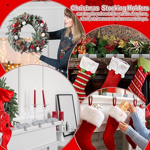Miniatura 5 de Soaoo 6 soportes para calcetines de Navidad, para mantel y mantel, para calcetines de Navidad, pesos pesados para calcetines de manto, bases para