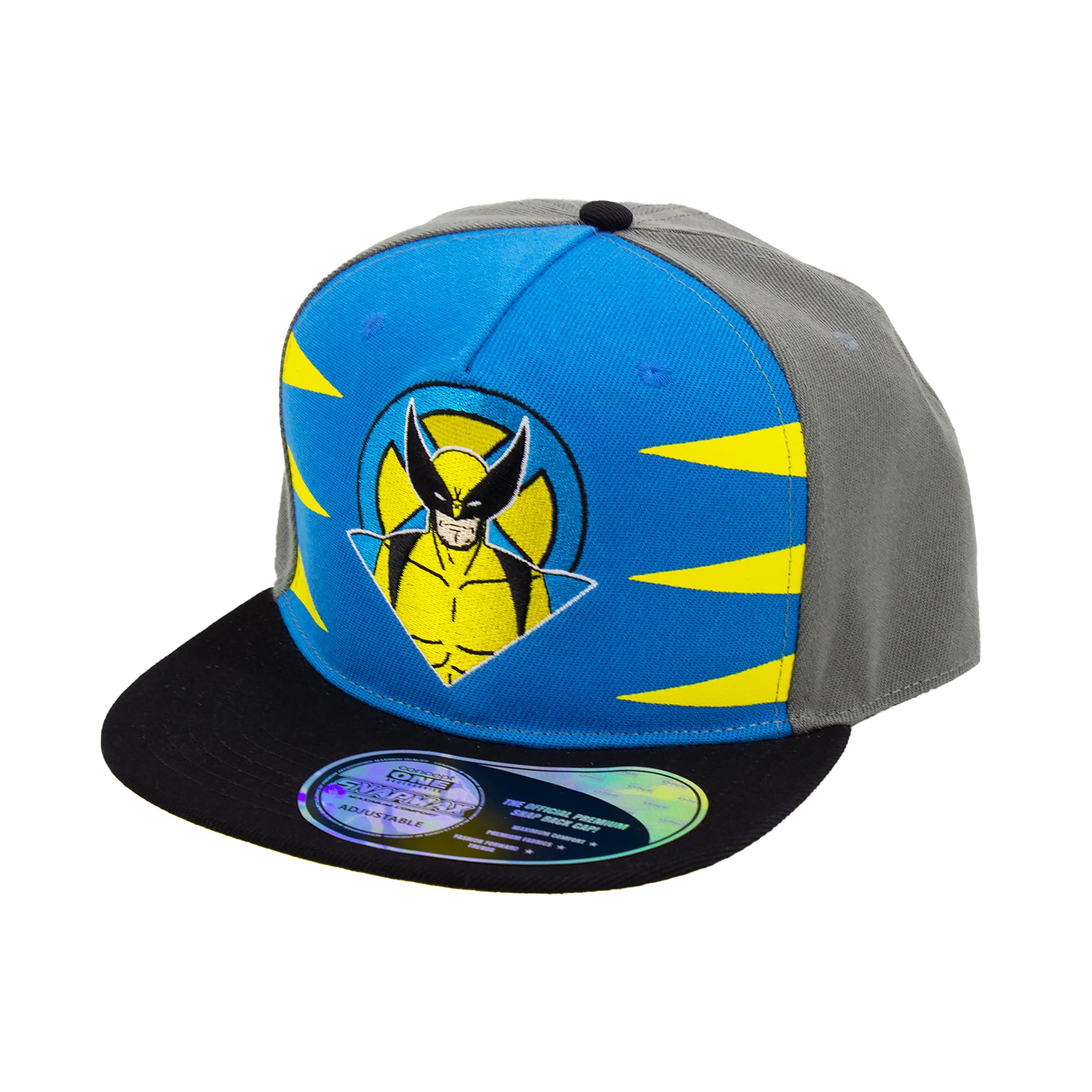 Marvel X-Men Baseball Hat, Wolverine Adjustable Flat Brim Snapback Hat, Blue, One size