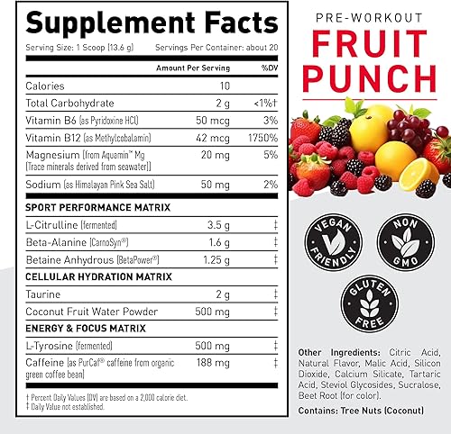 Miniatura 2 de Polvo preentrenamiento preentrenado muscular kaged para hombres y mujeres aumenta la energía el enfoque la hidratación y la resistencia cafeína