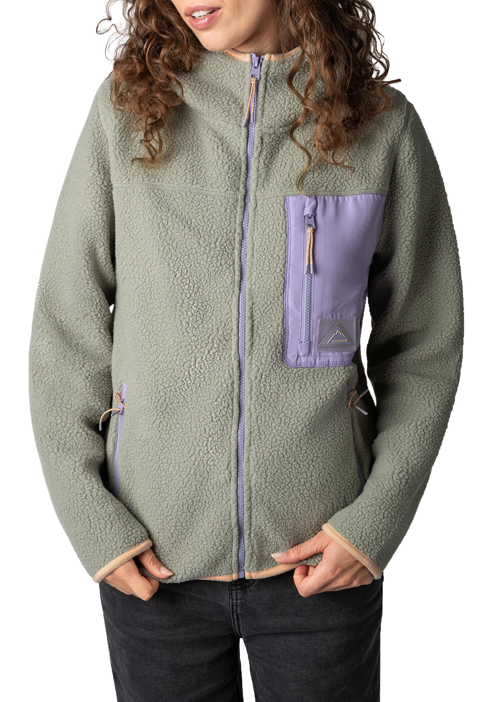 Sublevel Damen Fleecejacke mit Kapuze Kuschelig Warm