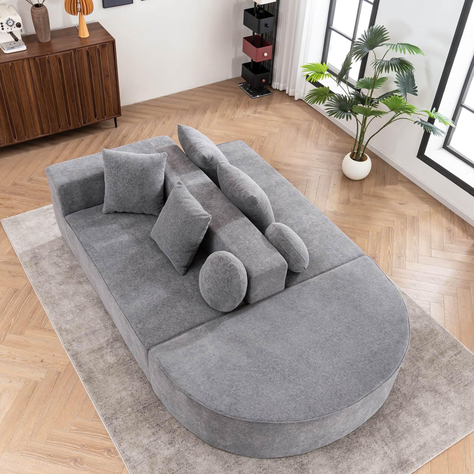 KOMHTOM Canapé Lit Modulable 5 Places Confortable pour Salon et Bureau (Gris)
