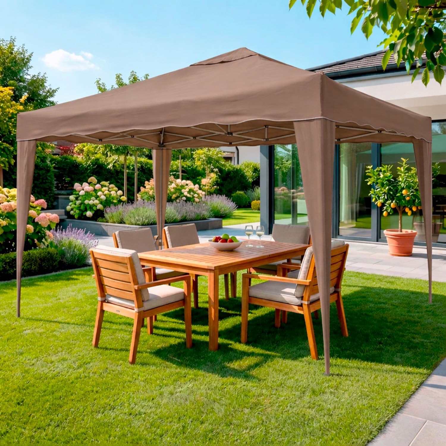 Gazebo Pieghevole 3x4 M Acciaio Idrorepellente 160 g/m² Anti-UV Apertura Rapida a Fisarmonica con Borsa e 4 Sacche Zavorra
