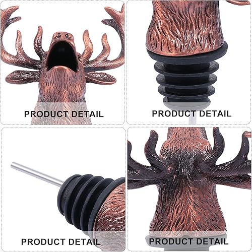 Miniatura 8 de Boquilla vertedora de vino con cabeza de ciervo, tapón de botella de vino de alce vintage para accesorios de bar, regalos de cumpleaños y boda de