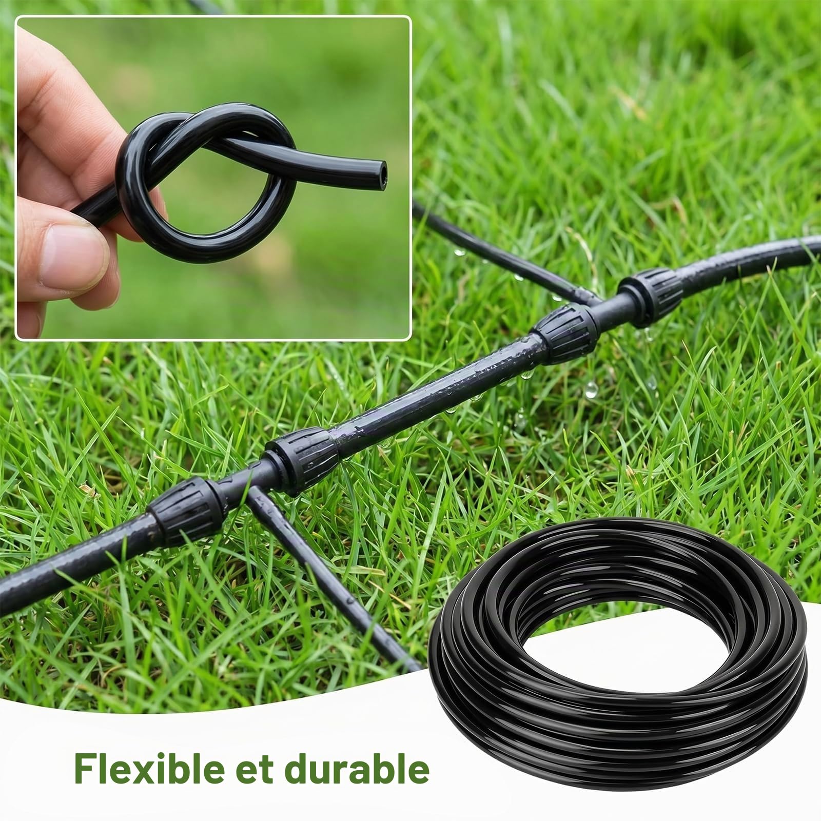 Tuyau Arrosage Goutte à Goutte 30m, Tuyau 3/5 Mm Avec 20 Goutteurs | Arrosage Automatique Avec 20 Connecteurs En T pour Jardin Extérieur, Balcon, Plantes en Pot et Serre