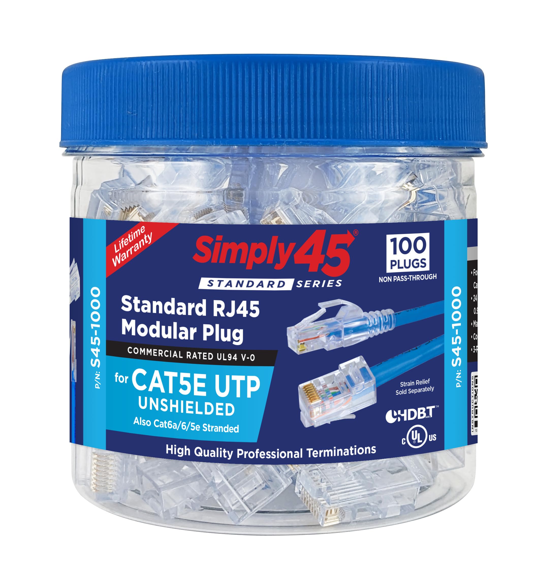 Amazon.com: Simply45 Standard WE/SS RJ45 Modular Plugs for 24AWG