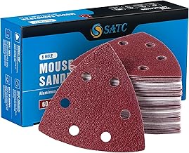 SATC Delta-Triangle Sanding Sheets 93mm 60 PCS Detail Sander Pads Durable Dust-Free 6-Holes Sander Sandpaper Hook and Loop Triangle Sanding Pads 60/120/180/240/320/400 Grits 93 x 93 x 93mm