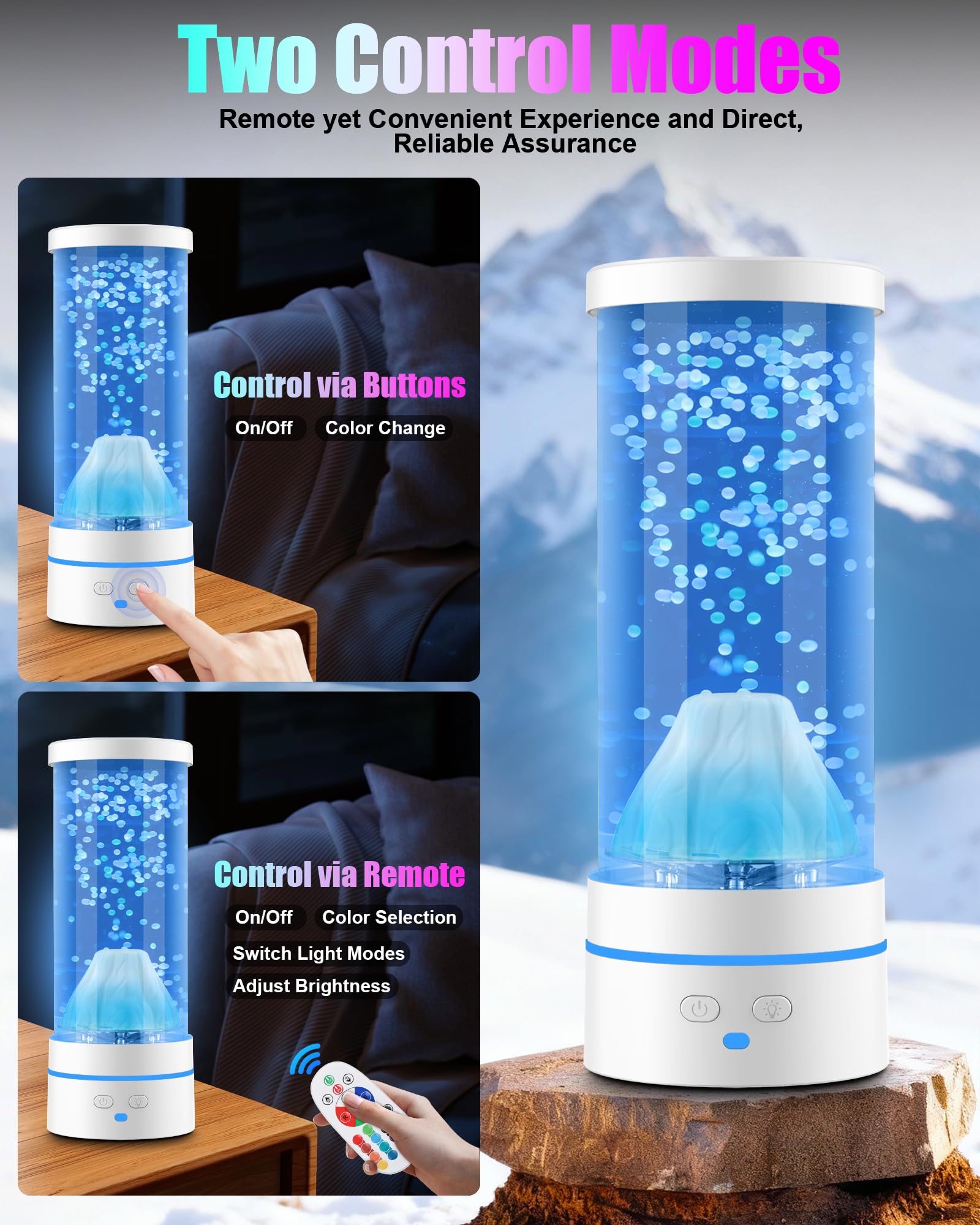 DoXtreme Lampada Montagna Innevata LED 29x10.5cm con Effetto Cascata, 17 Colori + 4 Modalità, Telecomando RF 15m - Lampada Atmosfera Neve per Camera, Ufficio, Regalo Bambini e Natale