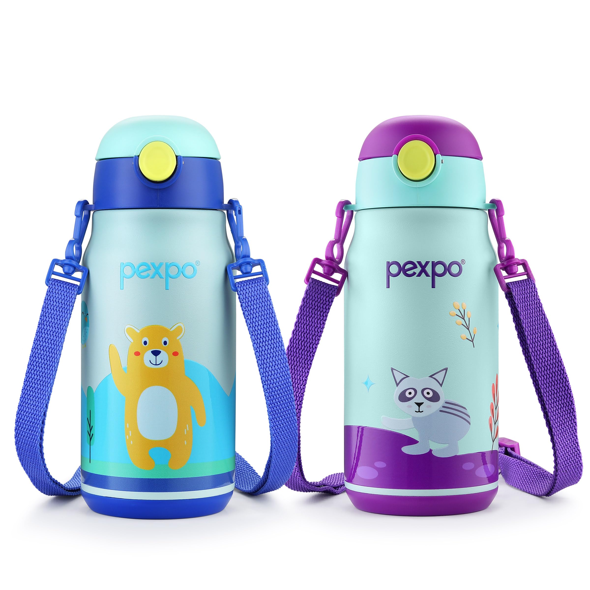 Go24 pexpo Poggo 450 Hot & Cold Stainless Steel Water Bottle Combo for Kids - 420 ml (Pack of 2) | Vacuum Insulated | Leak Proof & BPA Free | School, Picnic, Travel-picture-12