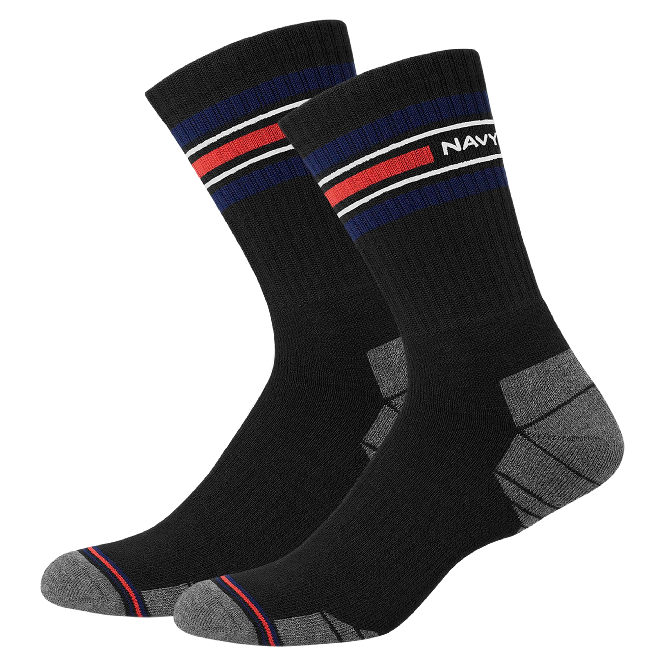NAVYSPORT Advance Serie calzini sportivi da uomo con cuscino attivo extra resistenti multiuso, Multicolore, Confezione da 6.