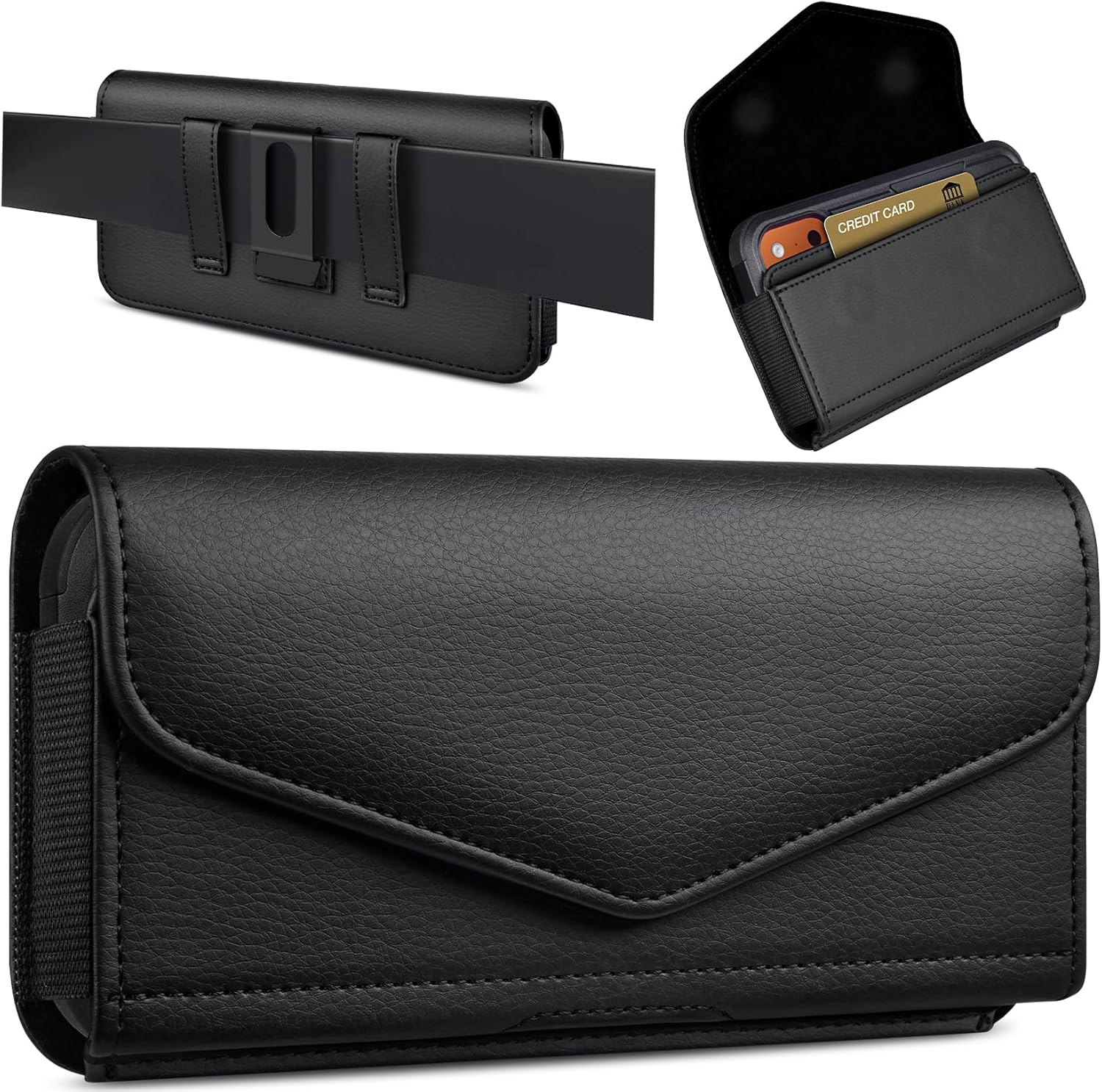 Funda de cuero para teléfono celular con tarjetero y clip para cinturón para iPhone Pro 17 16 15 14 13 12 16e, Samsung Galaxy S25 S24 S23 S22,