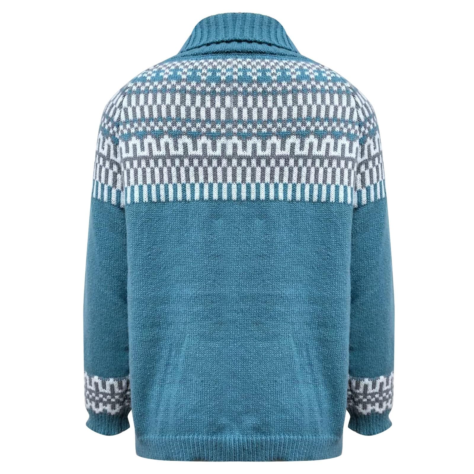 Jersey de mujer con cuello redondo y estampado Fair Isle nórdico de punto