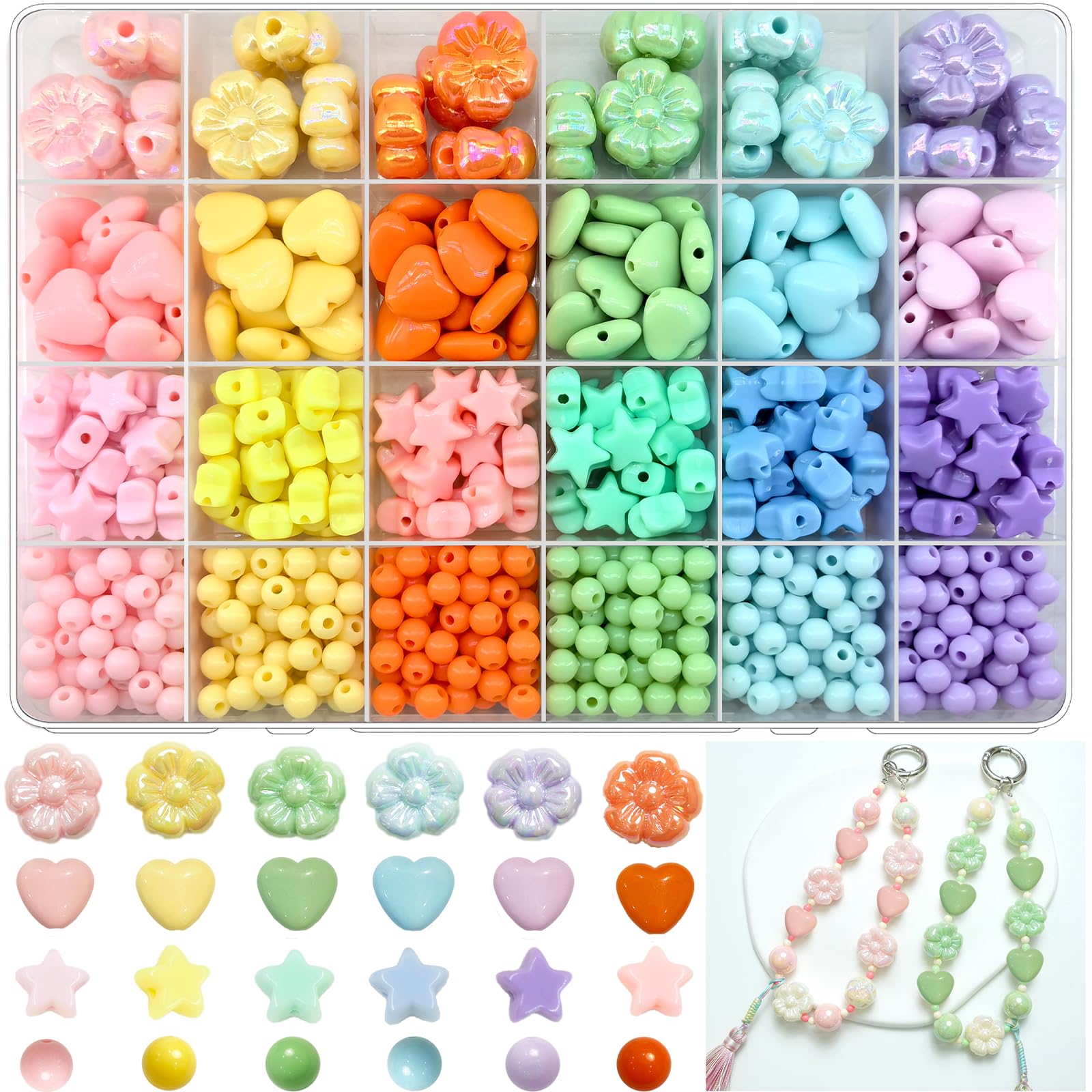 アクセサリー macaron Amazon.com: 720pcs Macaron Assorted Beads - Acrylic Star, Hart