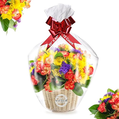 Seal Fresh Bolsas de celofán extra grandes  35 x 47 pulgadas (12 unidades)  Bolsas transparentes para envolver cestas, bolsas de regalo de celofán, disponible en Yaxa El Salvador