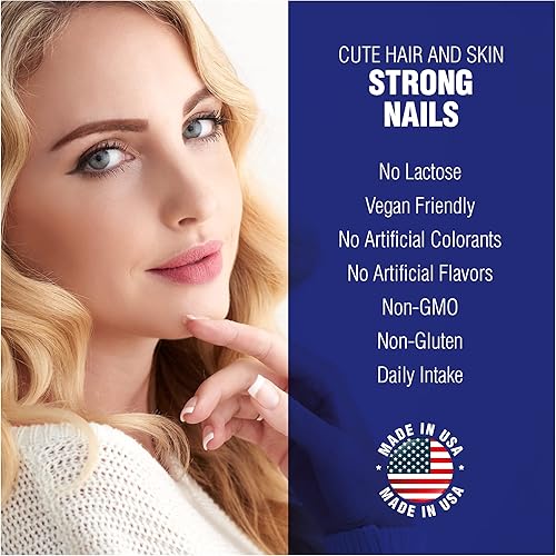 Miniatura 5 de Natural Systems - Suplemento vitamínico para el cabello, la piel y las uñas, 60 cápsulas, vitaminas para el crecimiento del cabello para mujeres y