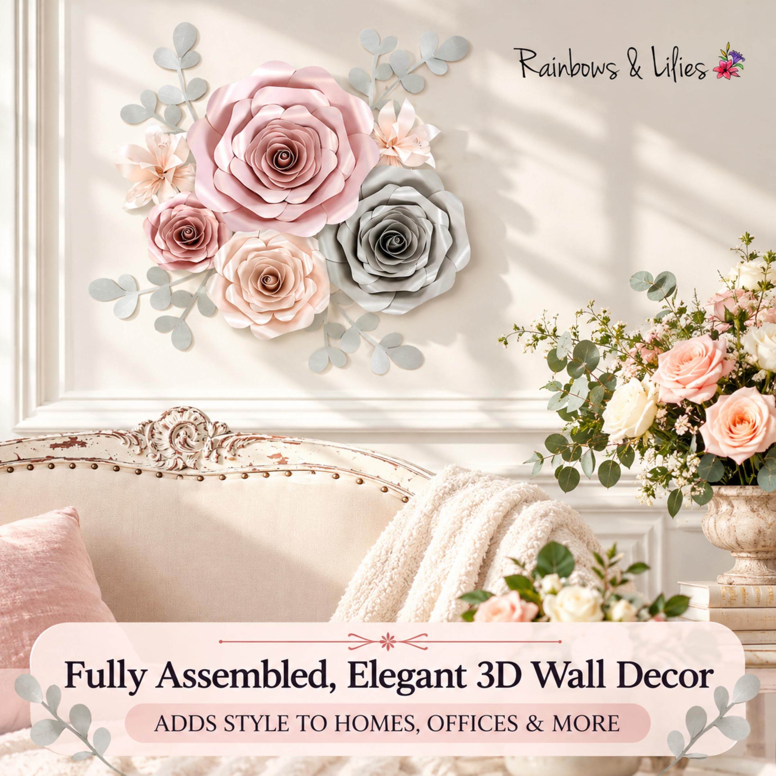 Rainbows & Lilies 3D Paper Flowers - Wall Decorations -5