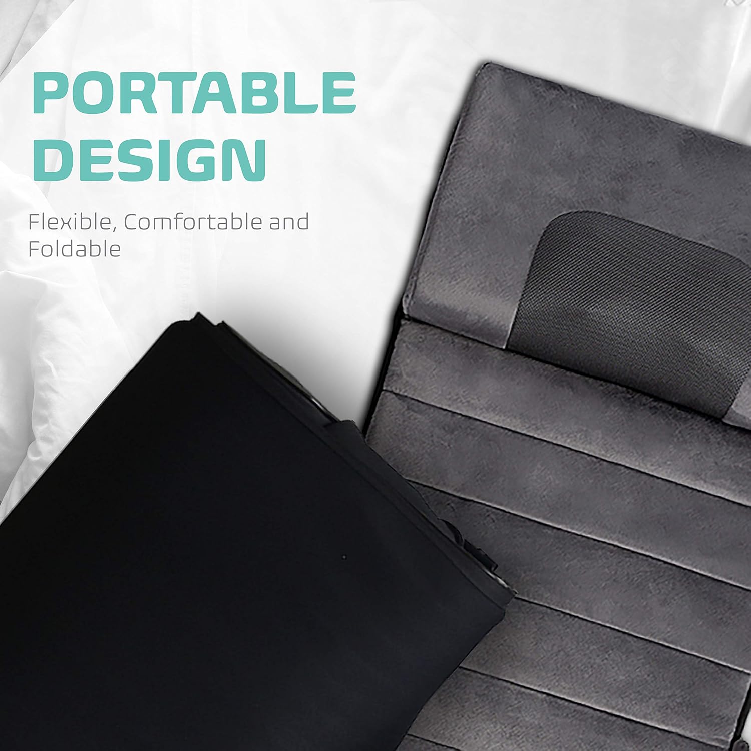 Belmint massage mat folded for storage, demonstrating its portable design
