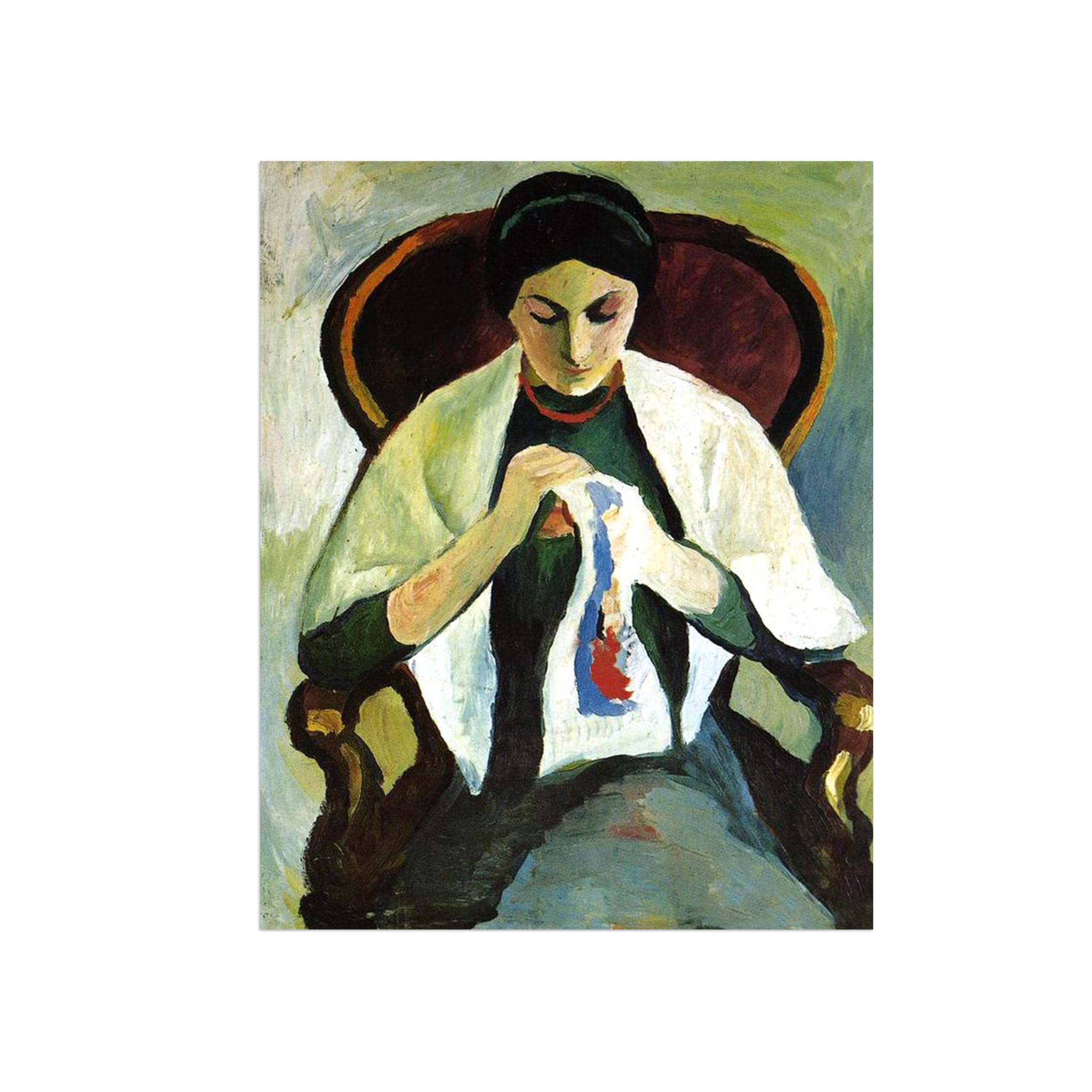 Sdyskkug Unframed August Macke Famous Wall Art For Living Room. Portrait Of Wife. Canvas Artwork Picture. Prints Reproduction Modern Home Decor 65X50cm