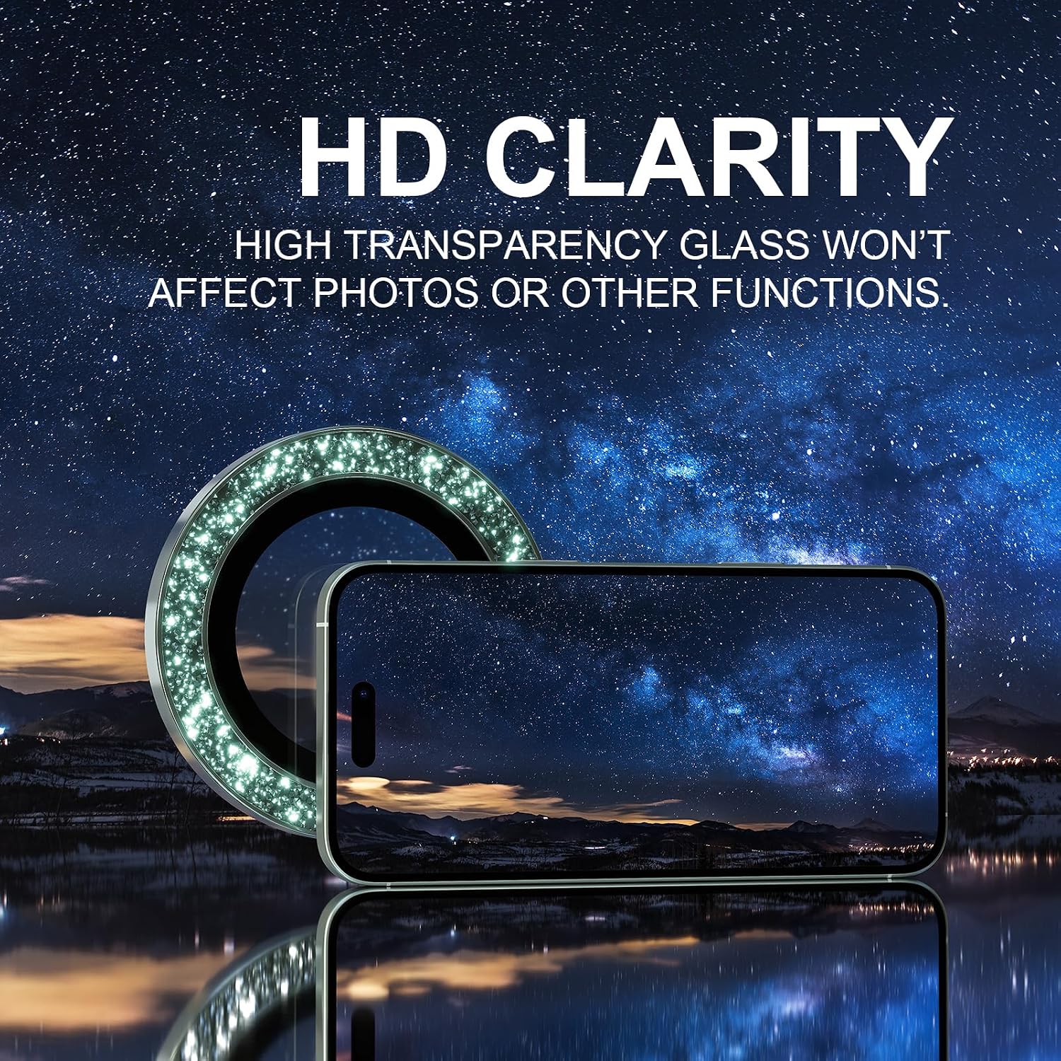 Choiche for iPhone 16/16 Plus Camera Lens Protector Bling, Glitter-Teal image 5