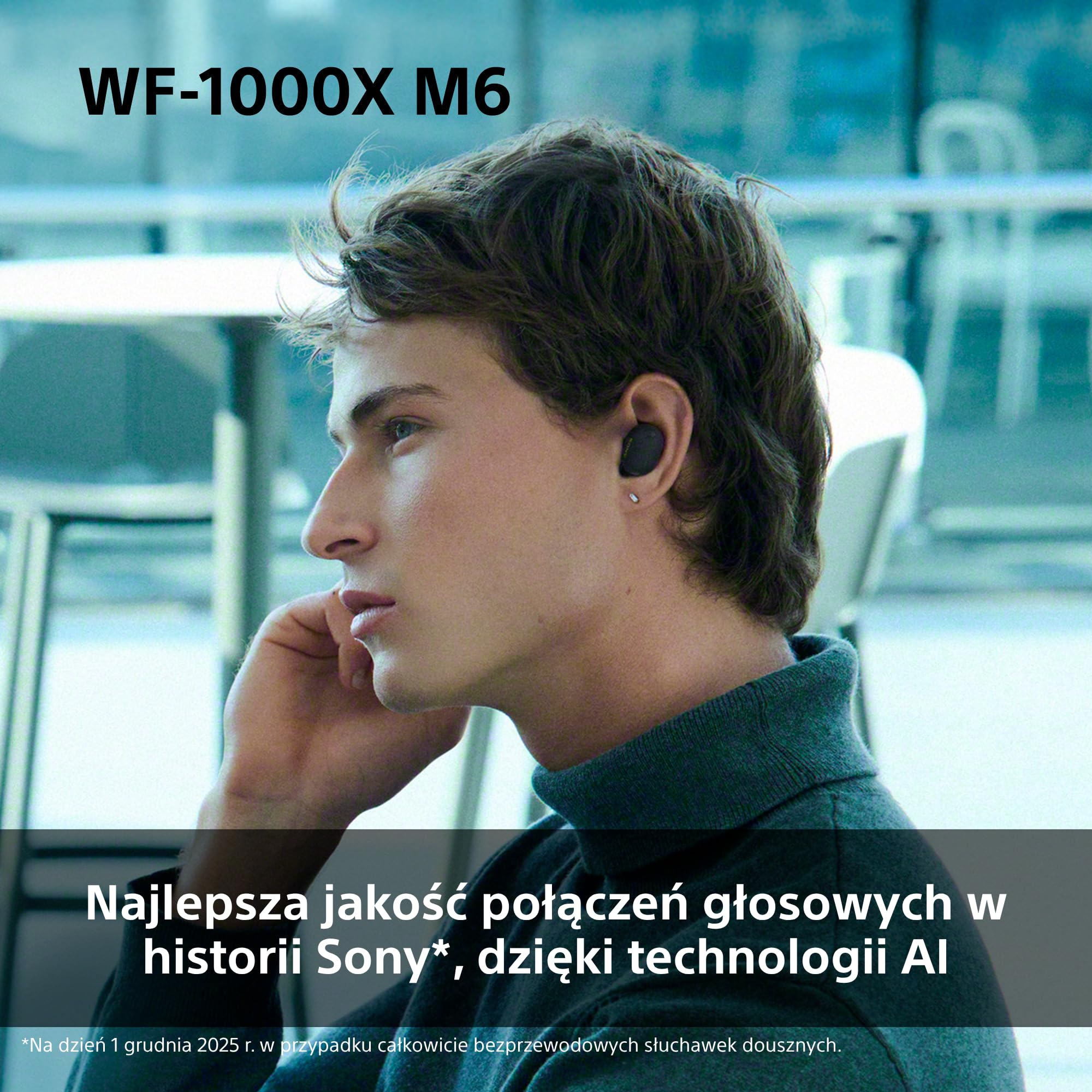 Sony WF-1000XM6 Flagowe bezprzewodowe słuchawki douszne z redukcją szumów, Bluetooth, Hi-Res, krystalicznie czyste rozmowy, 10-pasmowy EQ, do 24 godz. baterii, IPX4, iOS i Android – Czarne