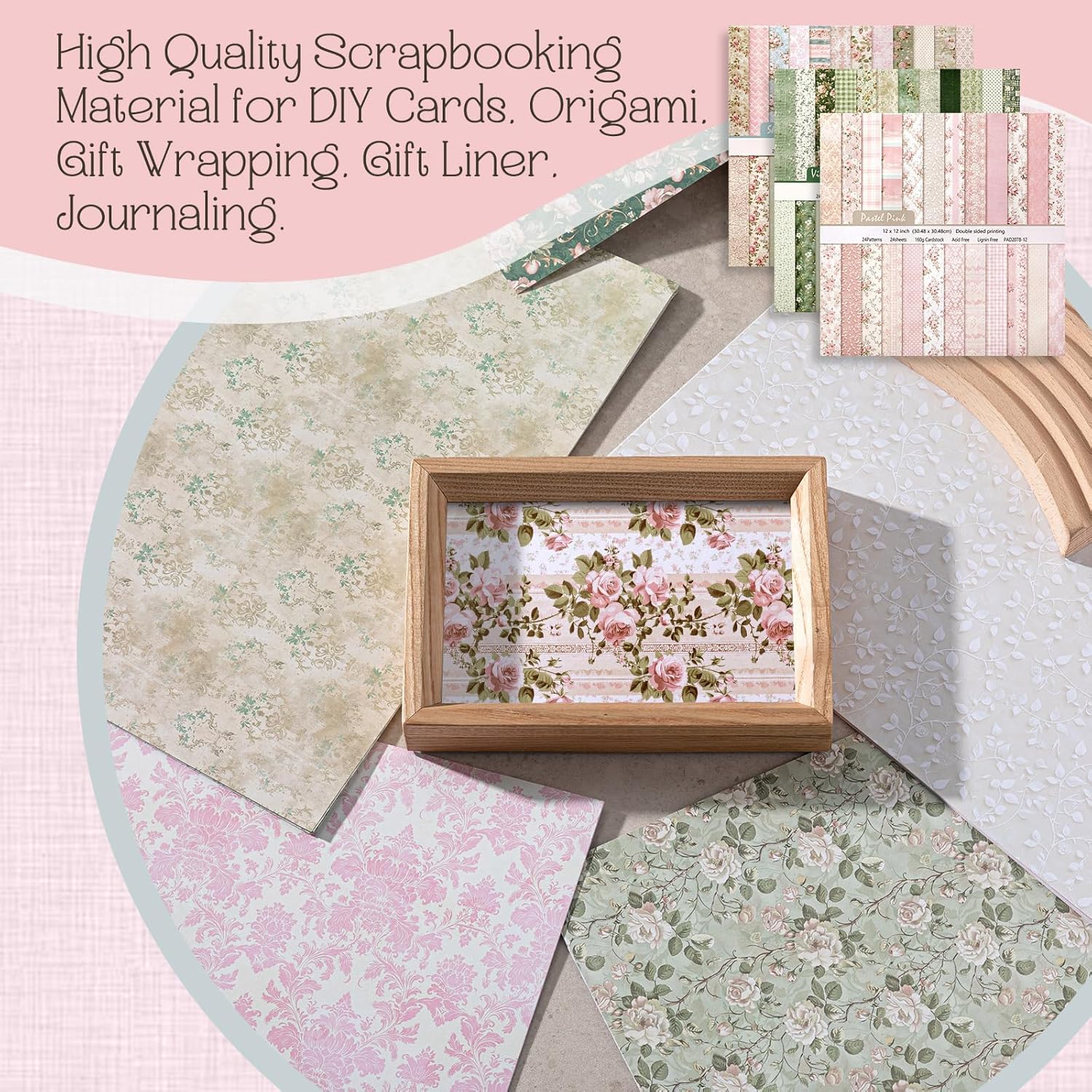 72 Sheets 12x12 Scrapbook Paper Multi-color Floral Double-sided Boho Earth Tone Patterned Craft Paper Spring Decorative Cardstock Journal Supplies for DIY Photo Album Origami Decor(Flower)