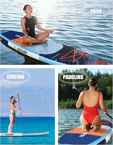 Miniatura 6 de Highpi Tabla de remo inflable de 10 pies 6 pulgadas  11 pies Premium SUP W Accesorios y mochila, amplia posición, control de surf, cubierta